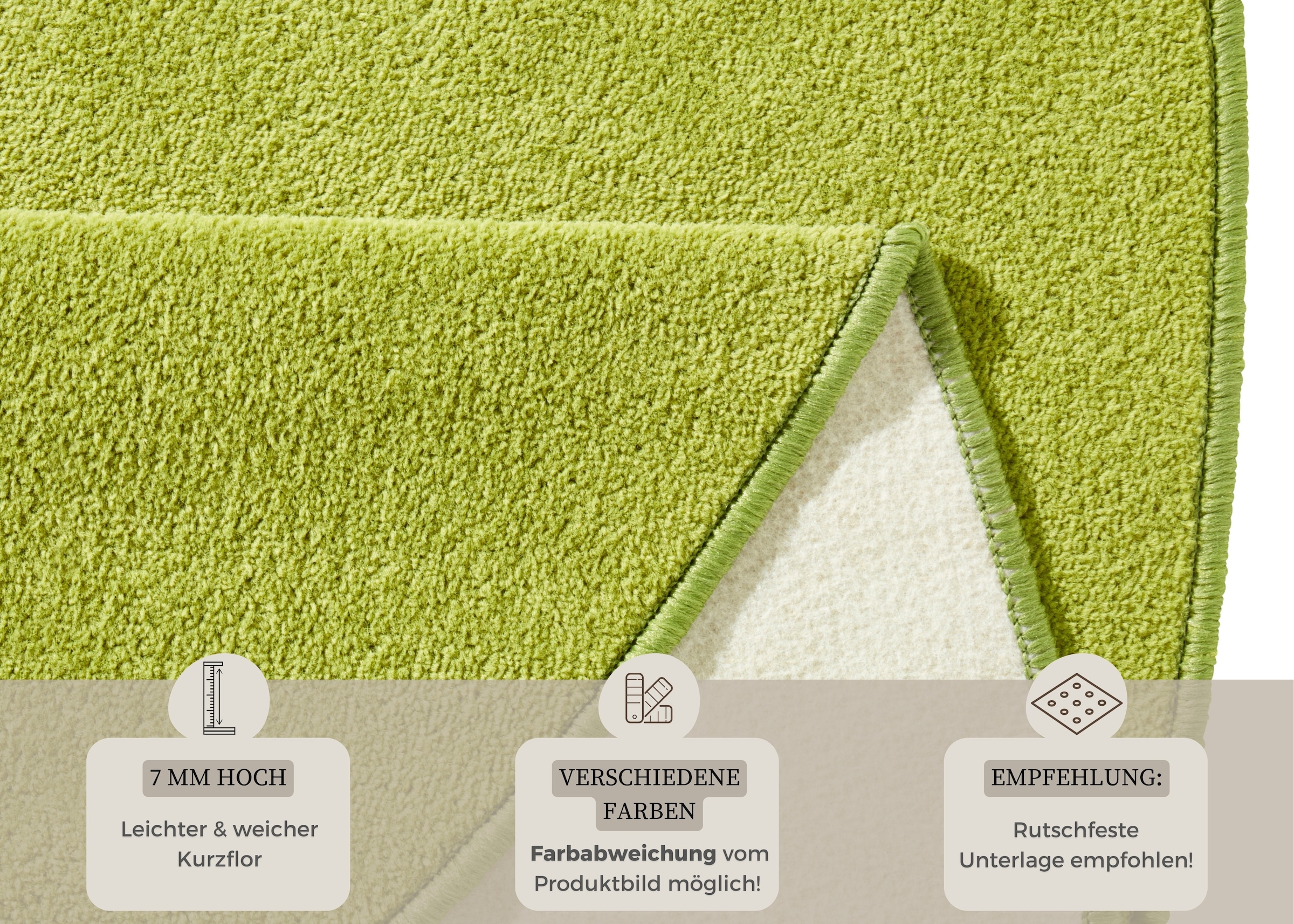 HANSE Home Teppich »Fancy« rund 7 mm Höhe Kurzflor, Weich, Einfarbig, Wohnzimmer, Schlafzimmer, Esszimmer