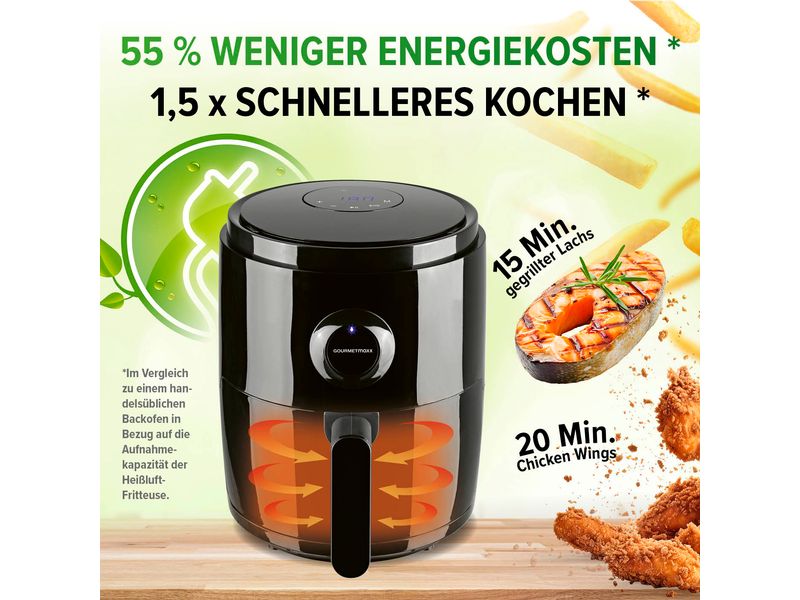 GOURMETmaxx Heissluft-Fritteuse Digital 0.5 kg, Schwarz Heissluftofen, Grill und Fritteuse in einem Gerät
