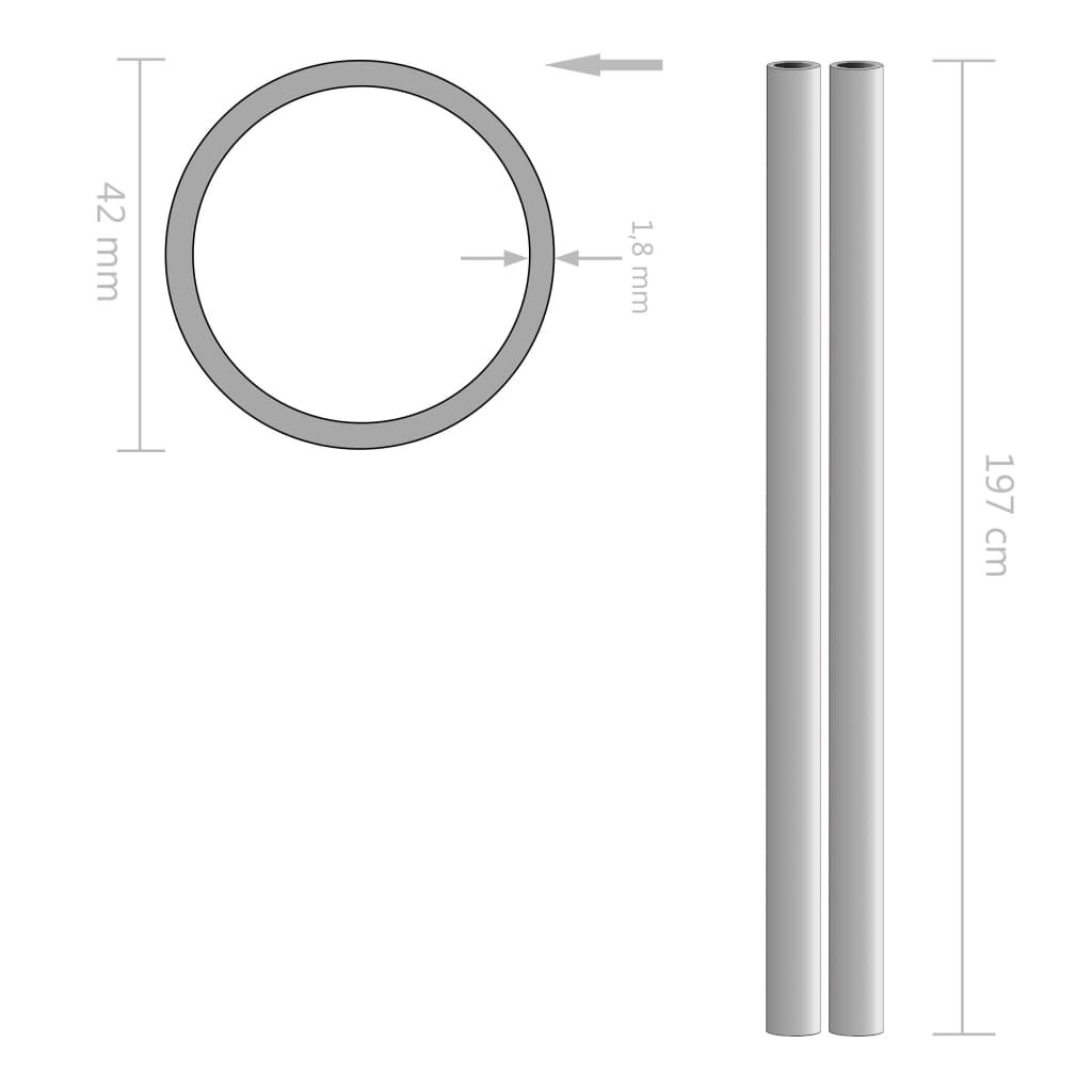 vidaXL RVS Buizen, 2 stuks, Rond, V2A, 2 m, Ø42x1,8 mm