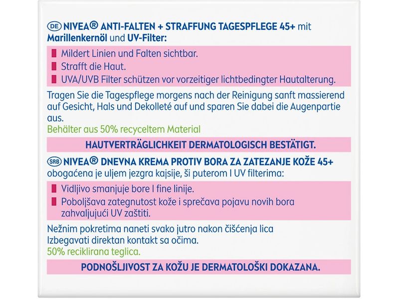 NIVEA Tagescrème Anti-Falten 45  50 ml Gesichtscreme pflegt die Haut intensiv und verbessert ihre Festigkeit