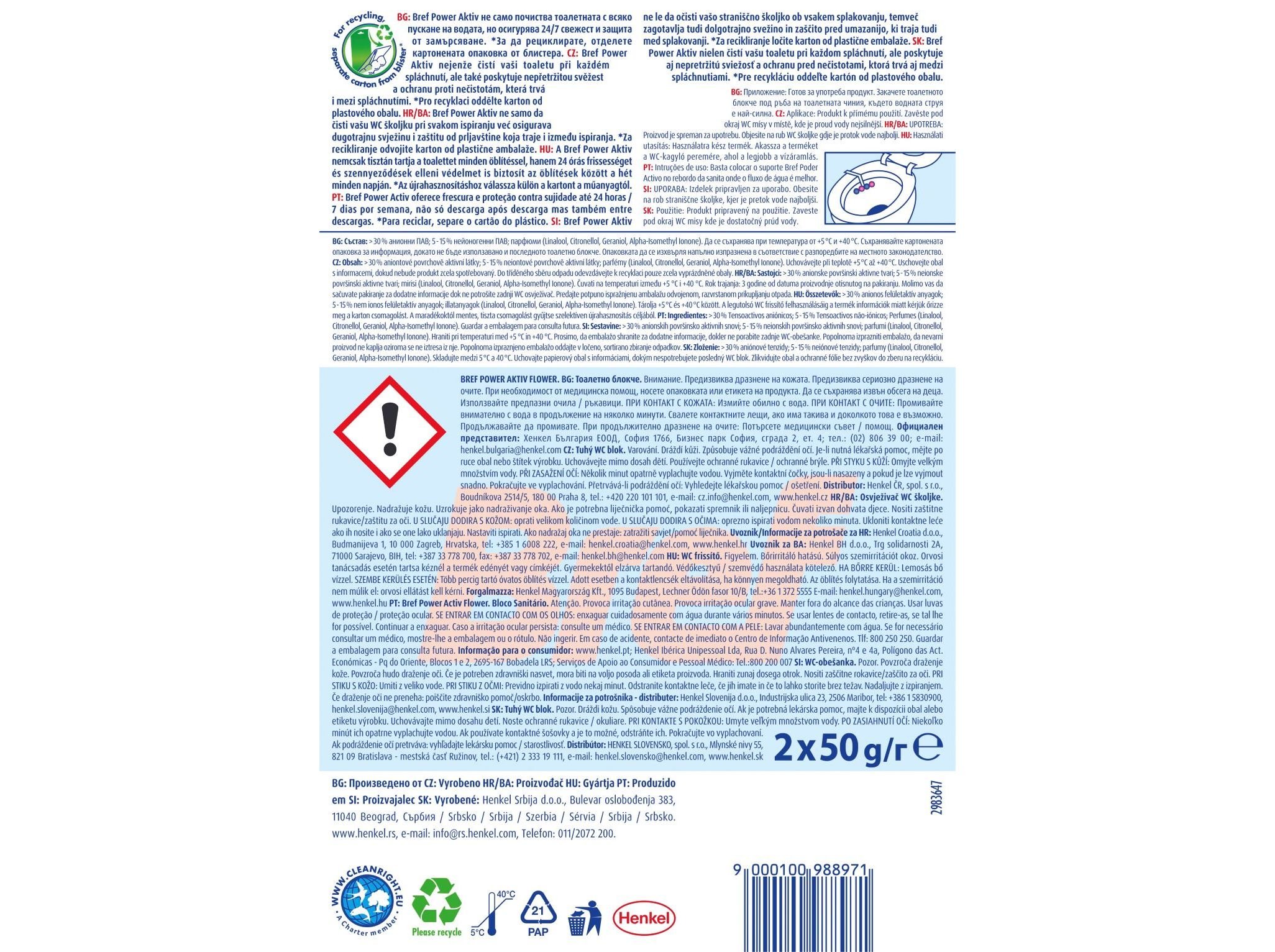 BLOCO SANITÁRIO BREF SONASOL PODERACTIVO FLORAL 2X50G