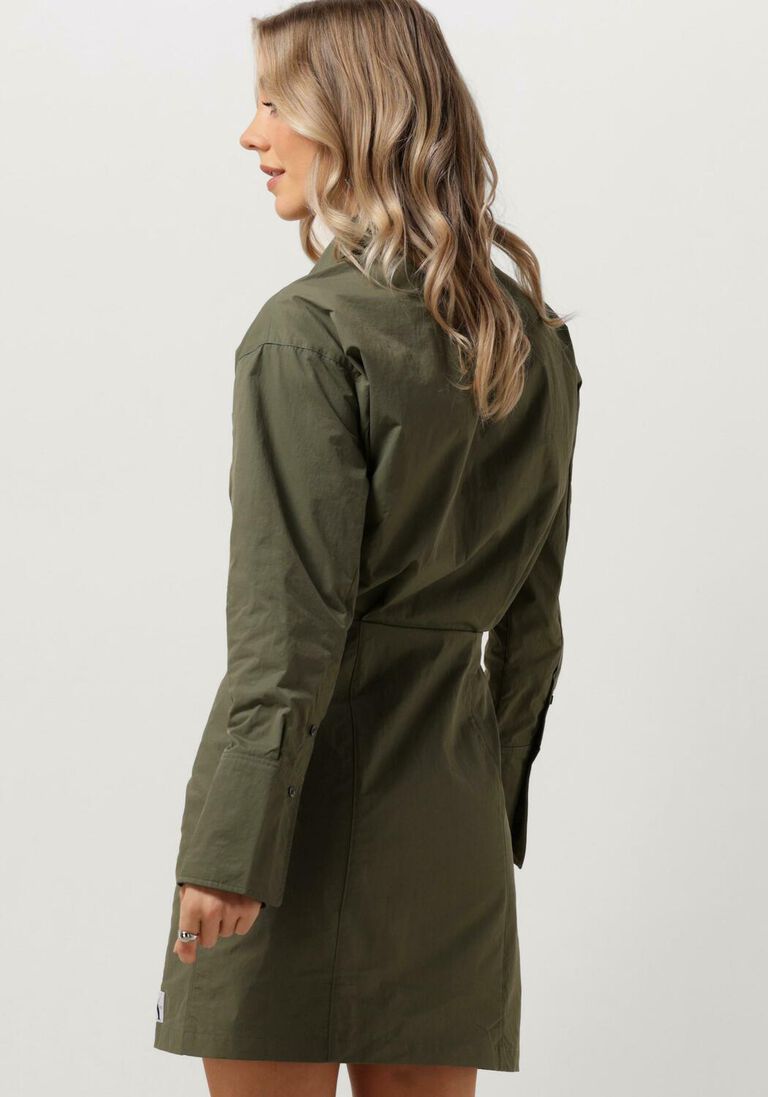CALVIN KLEIN olijf calvin klein mini jurk soft touch shirt dress