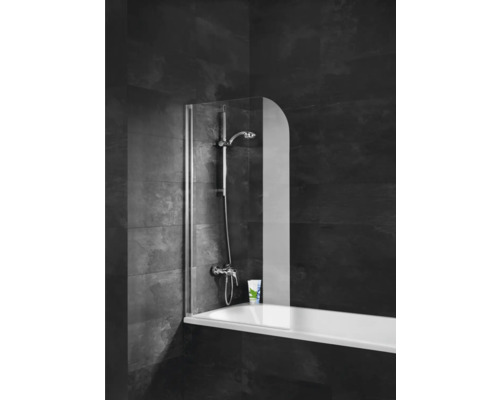Badscherm, 1-delig, SCHULTE Komfort, 80 x 140 cm, helder glas, chroomlook profiel, D1650 41 50 140