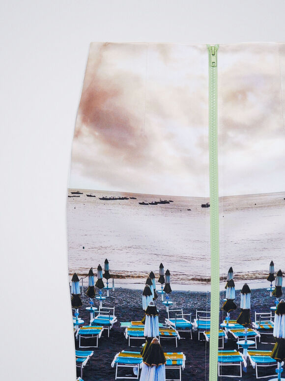 Saia midi estampada - Multicolorida
