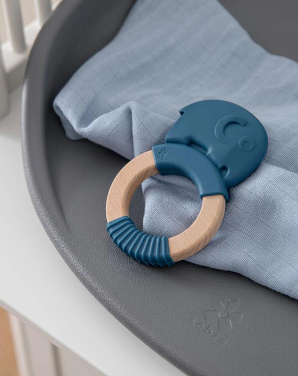 Silikon-Beißring ELEFANT in nordic blue