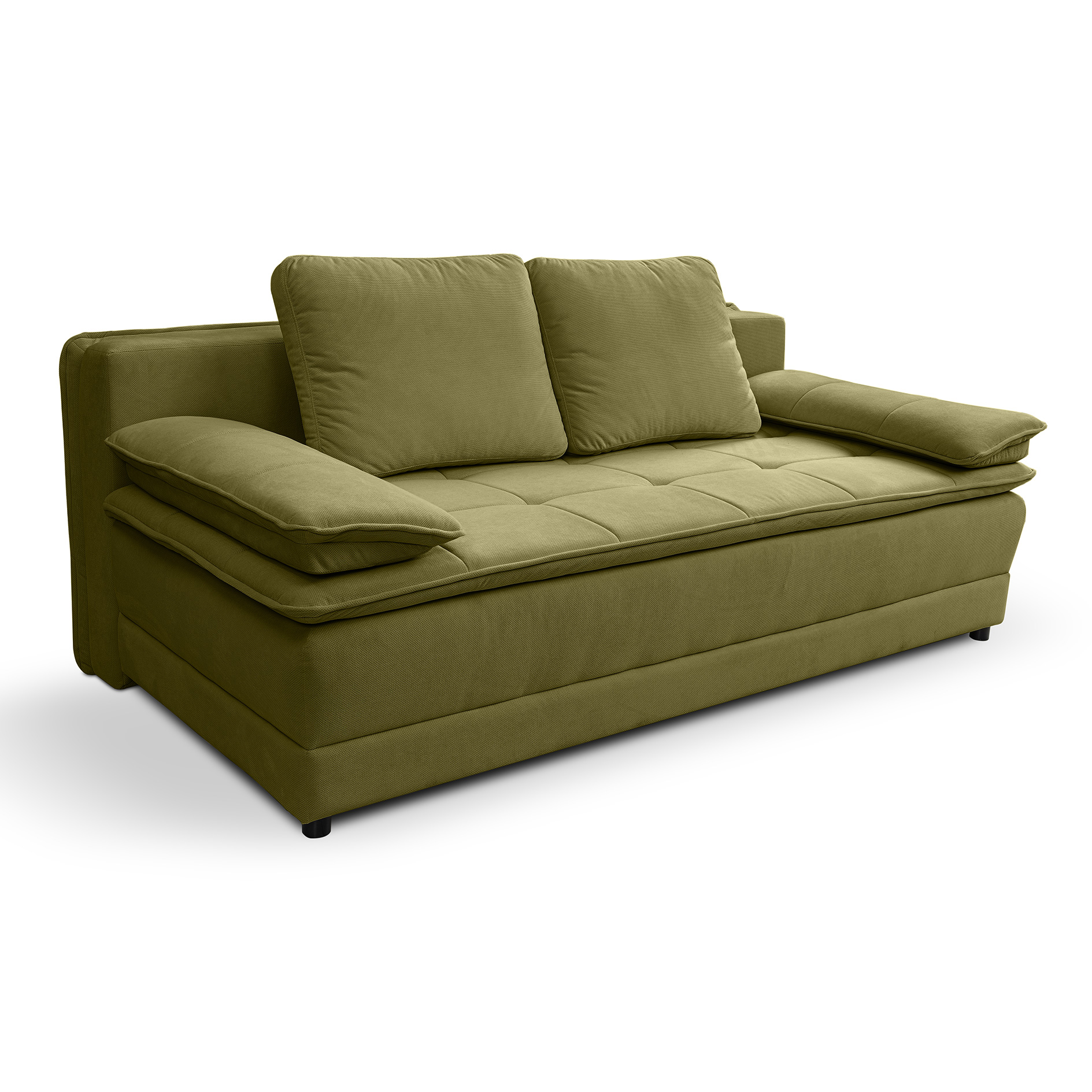 Schlafsofa - olive - Velvet - Liegefunktion und Staukasten