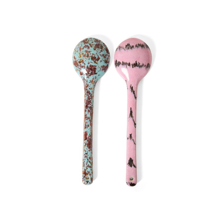 HKliving 70's Ceramic serveerlepels set van 2 sprinkle