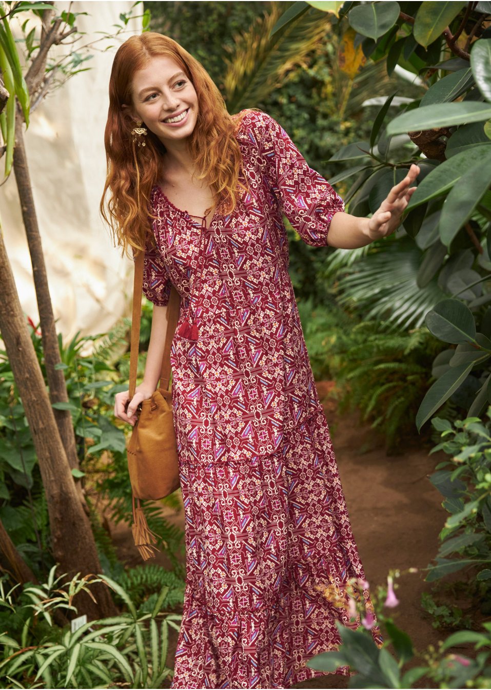 Robe longue imprimée en viscose durable
