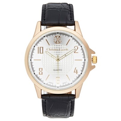 Montre - Polyuréthane noir & acier inoxydable doré - Homme