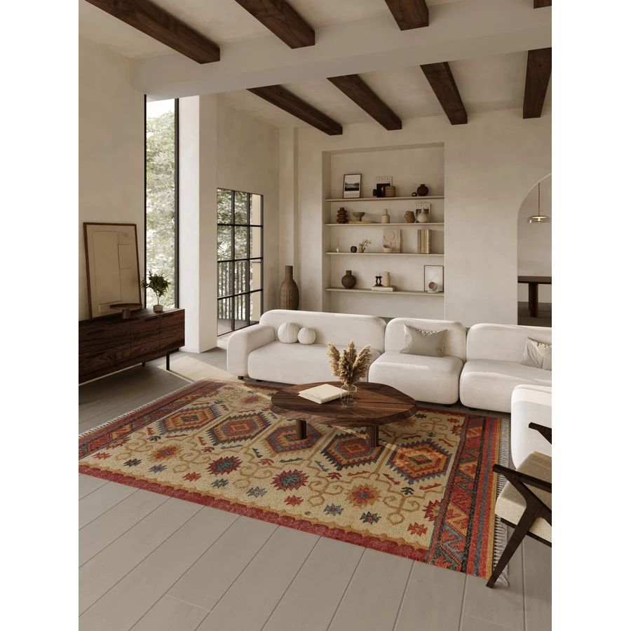 Green Looop Handweb-Teppich Valere beige