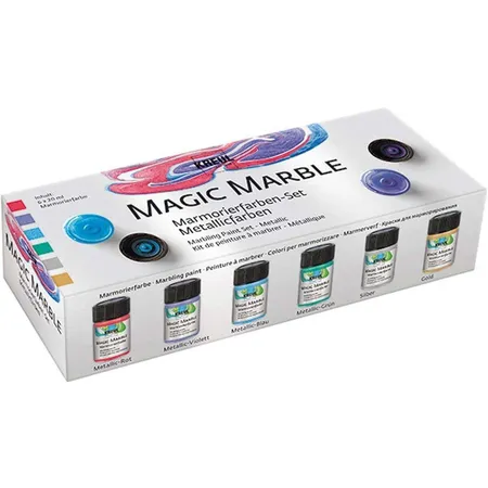 KREUL Magic Marble Marmorierfarbe Set Metallicfarben, 6 x 20 ml