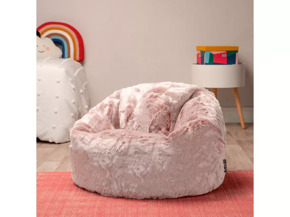 Pouf classique imitation fourrure pour enfants rose poudré