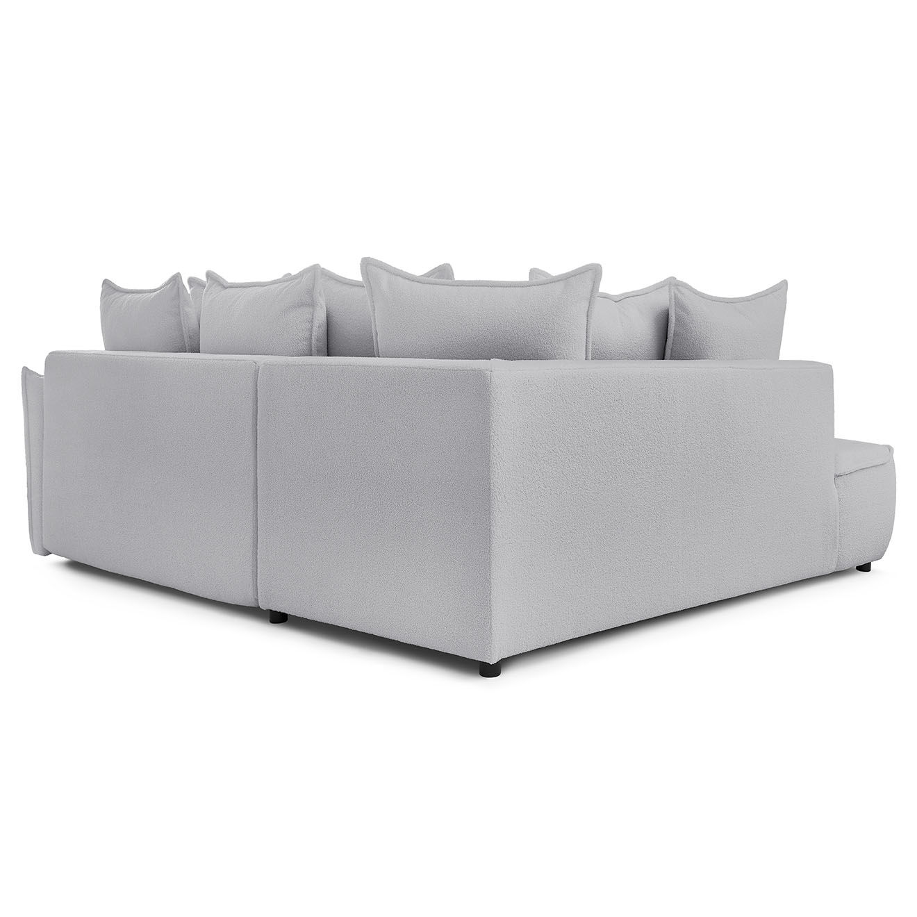Bobochic Canapé d'angle L gauche convertible bouclette Léon gris clair - 257x90x194 cm
