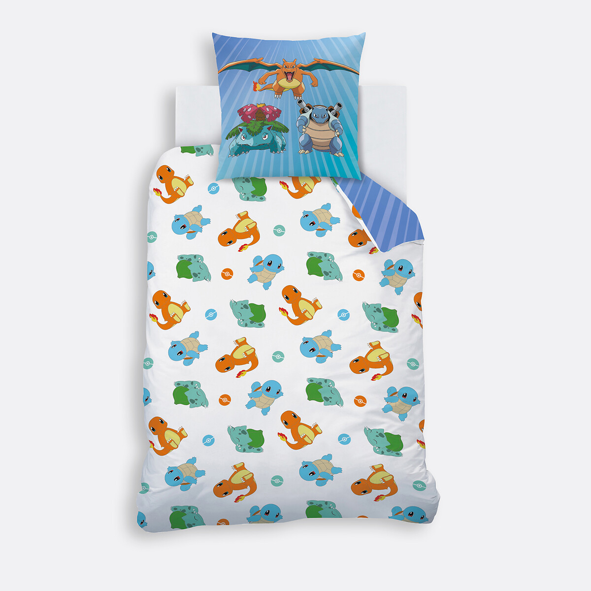 POKÉMON<br>Conjunto de cama infantil, algodão, fronha quadrada