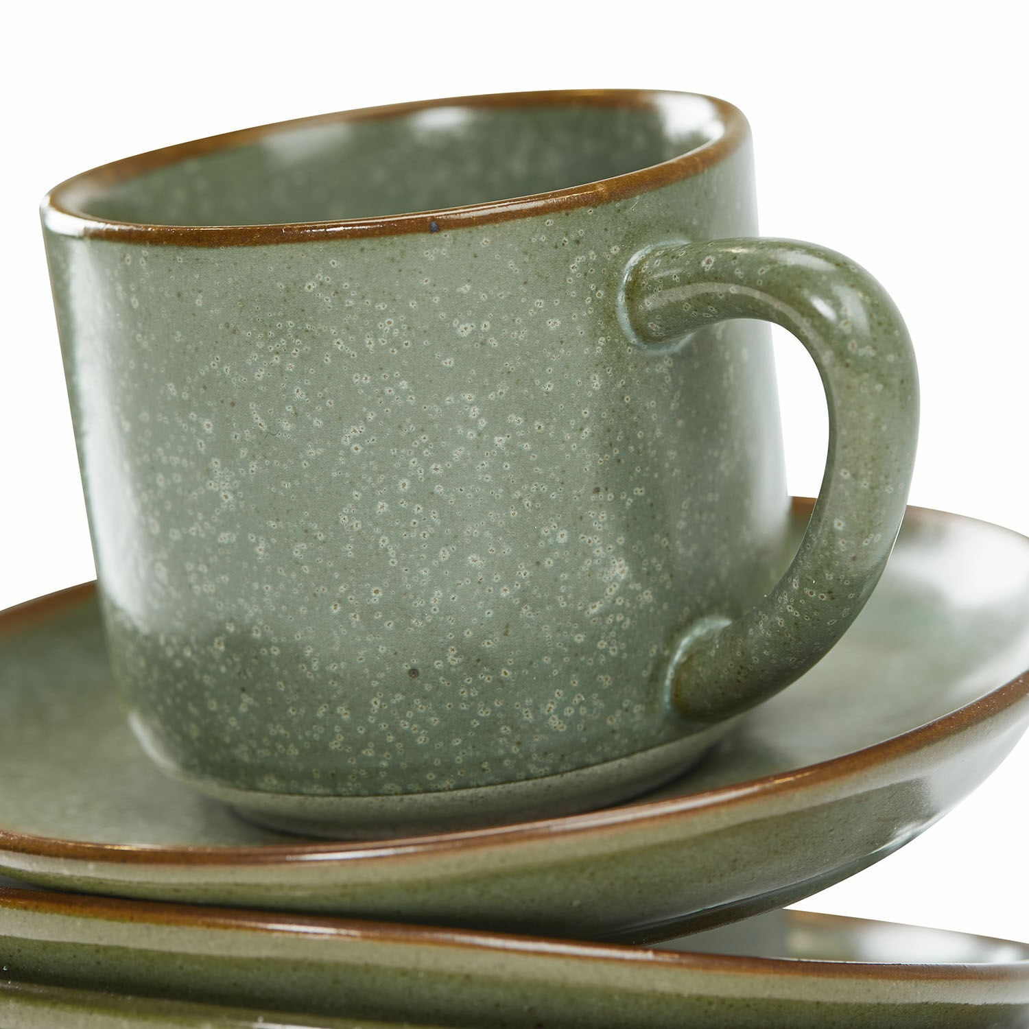 Tasse mit Untertasse 6er Set Biarré türkis/braun