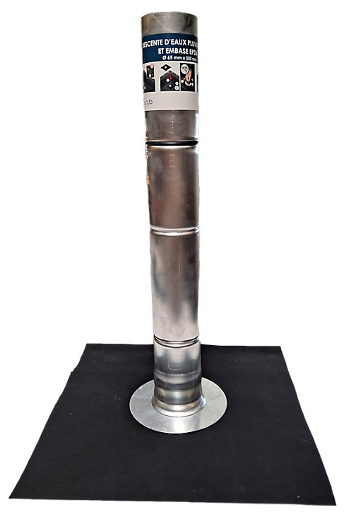 Descente d'eaux pluviales ALU et embase EPDM - Ø 65 mm x 500 mm