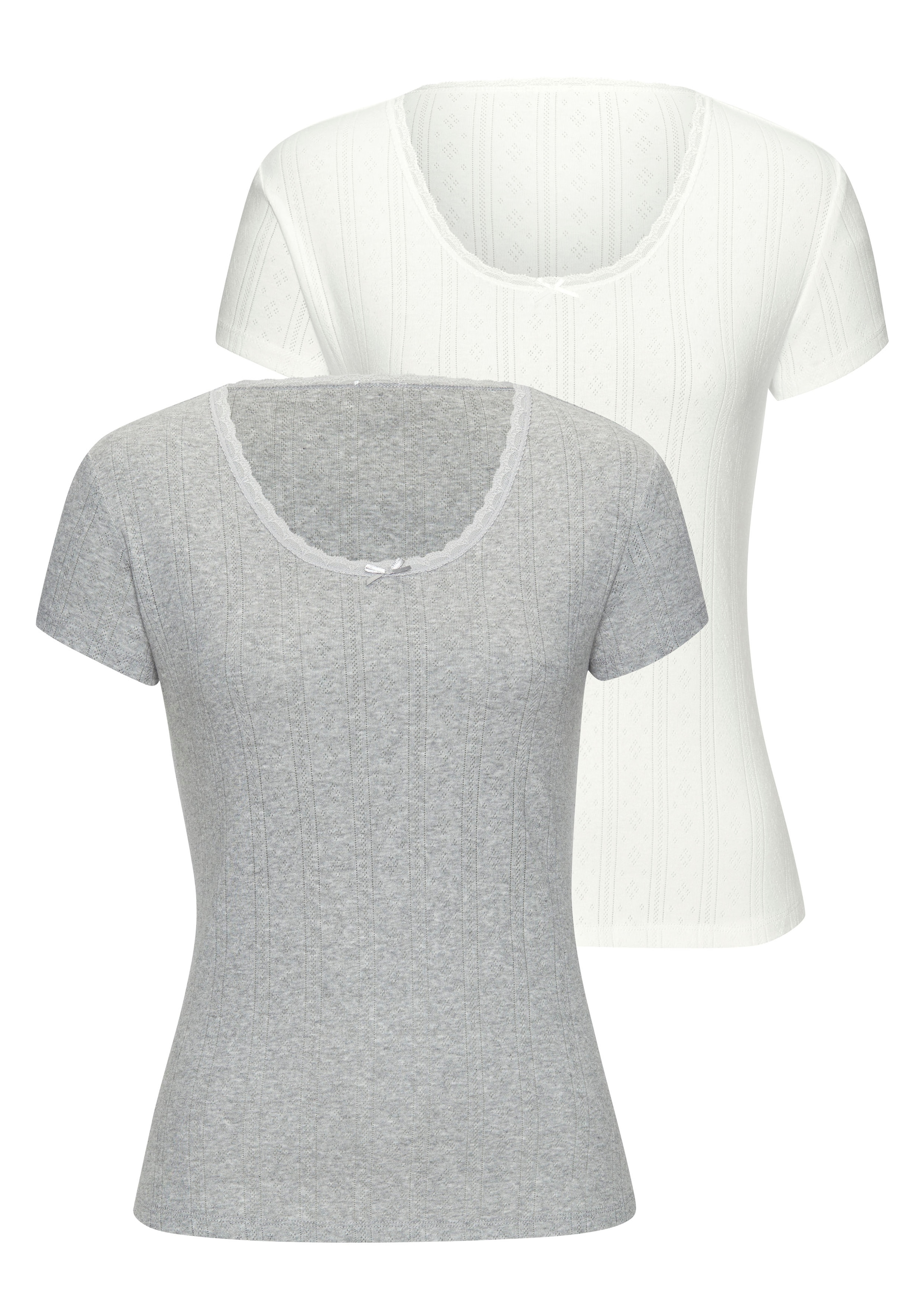 Vivance T-Shirt , aus weichem Pointelle-Strick mit Spitze