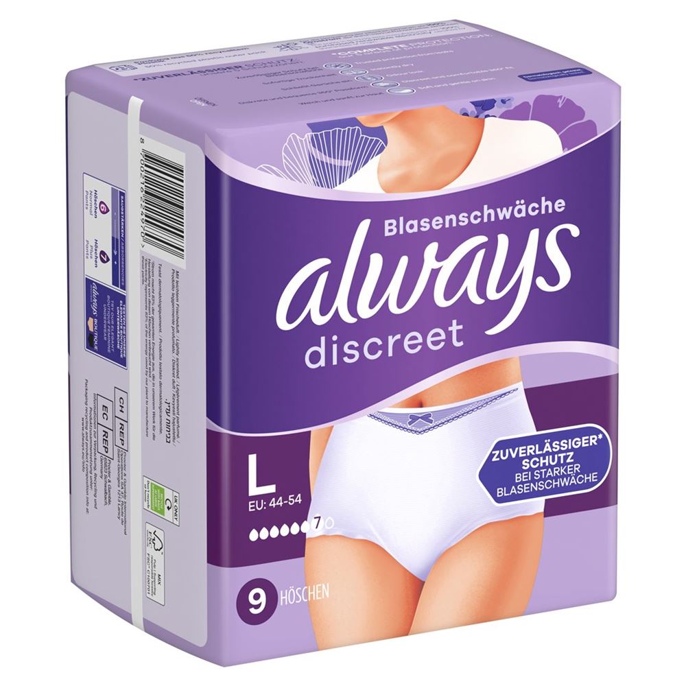Always Discreet Inkontinenz Pants<br>9 Stück, L, Plus