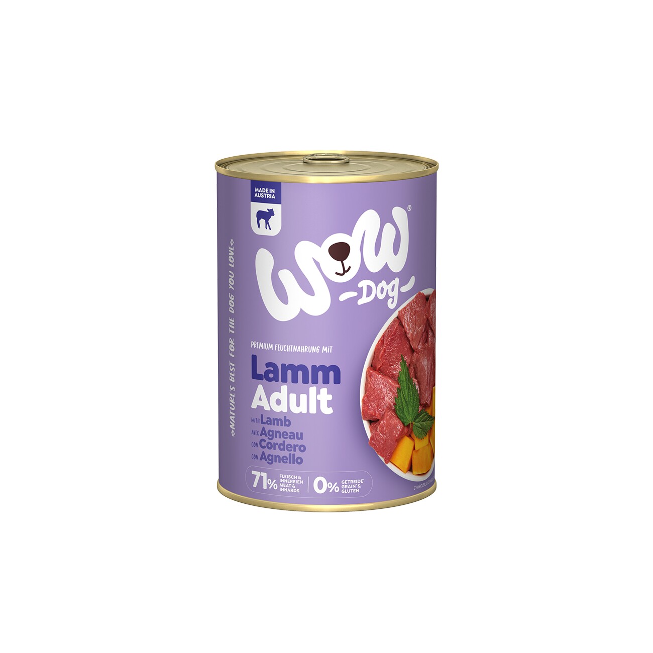 WOW Nassfutter Hund, Adult 6x400 g Lamm mit Kürbis
