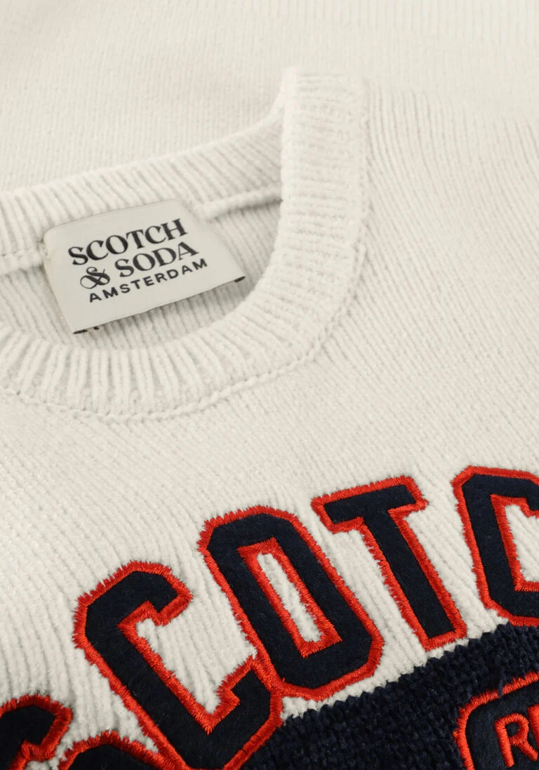 SCOTCH & SODA ecru scotch & soda trui chenille artwork pullover