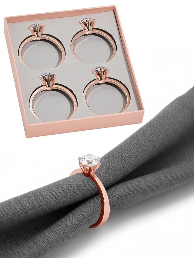 Serviettenring Diamant mit Box, 4er-Set