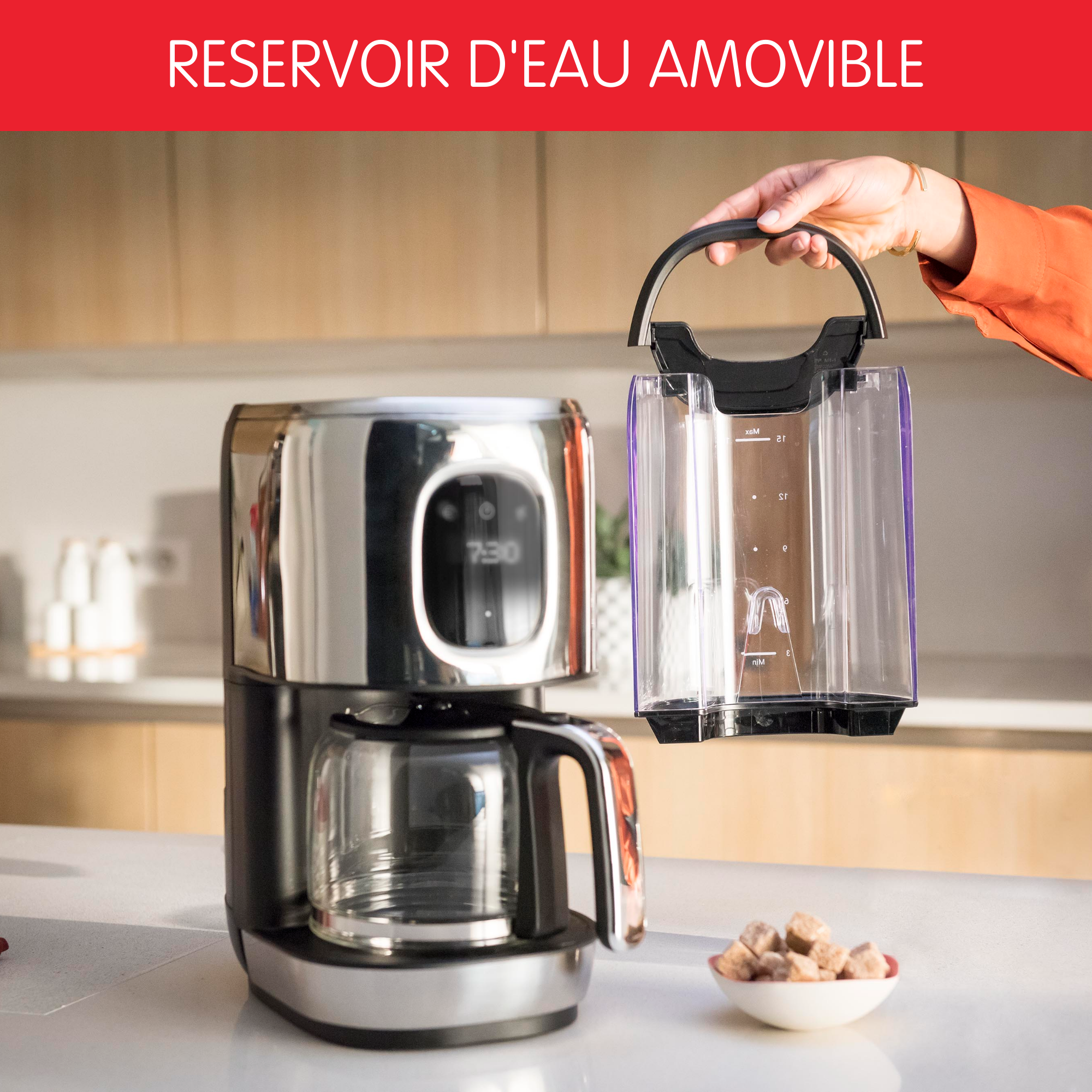Cafetière filtre programmable Inox Moulinex Majestuo écran tactile