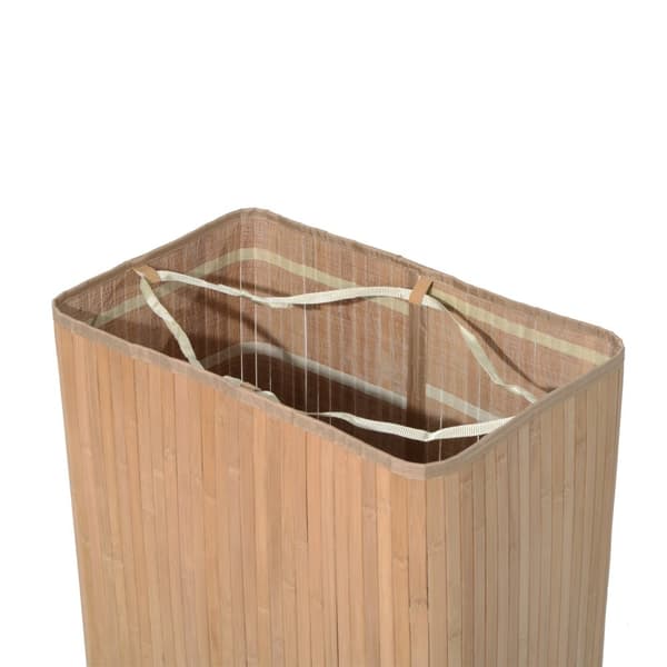 Skittentøyskurv 100L Vaskeboks Vaskeoppsamler Med Lokk, Lerretspose, Bambus, Natur, 52X32X63Cm