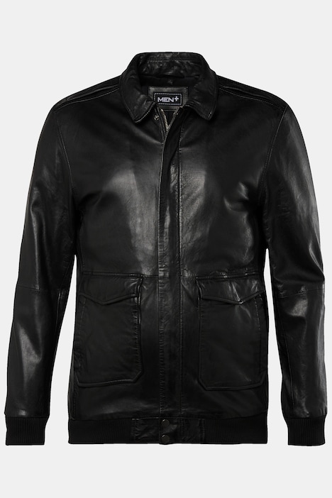 Men+ Lederjacke, Leder, Rücken-Patch, bis 8 XL