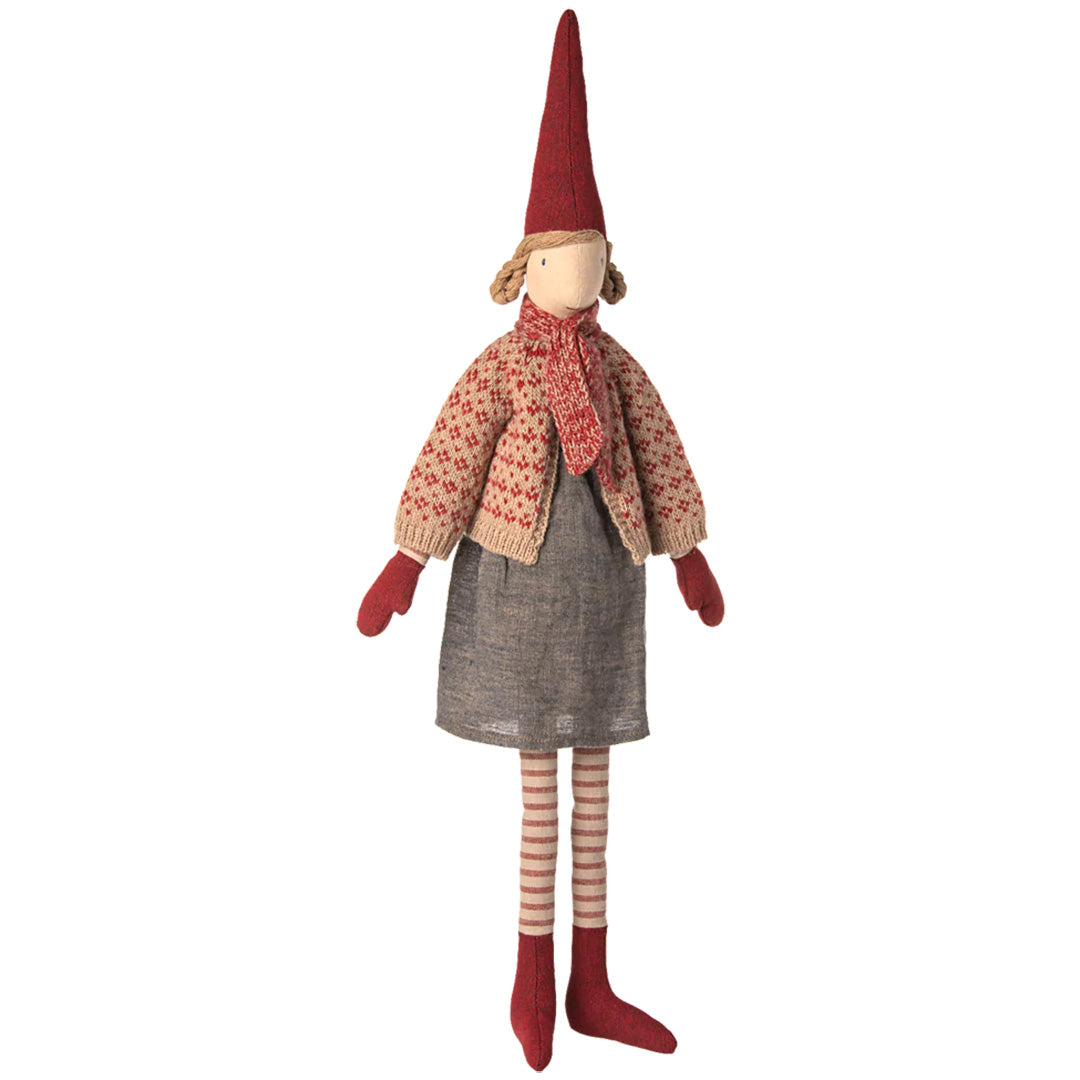 maileg decoratie pixie meisje - rokje en gebreid vest - maat 4 - 60 cm
