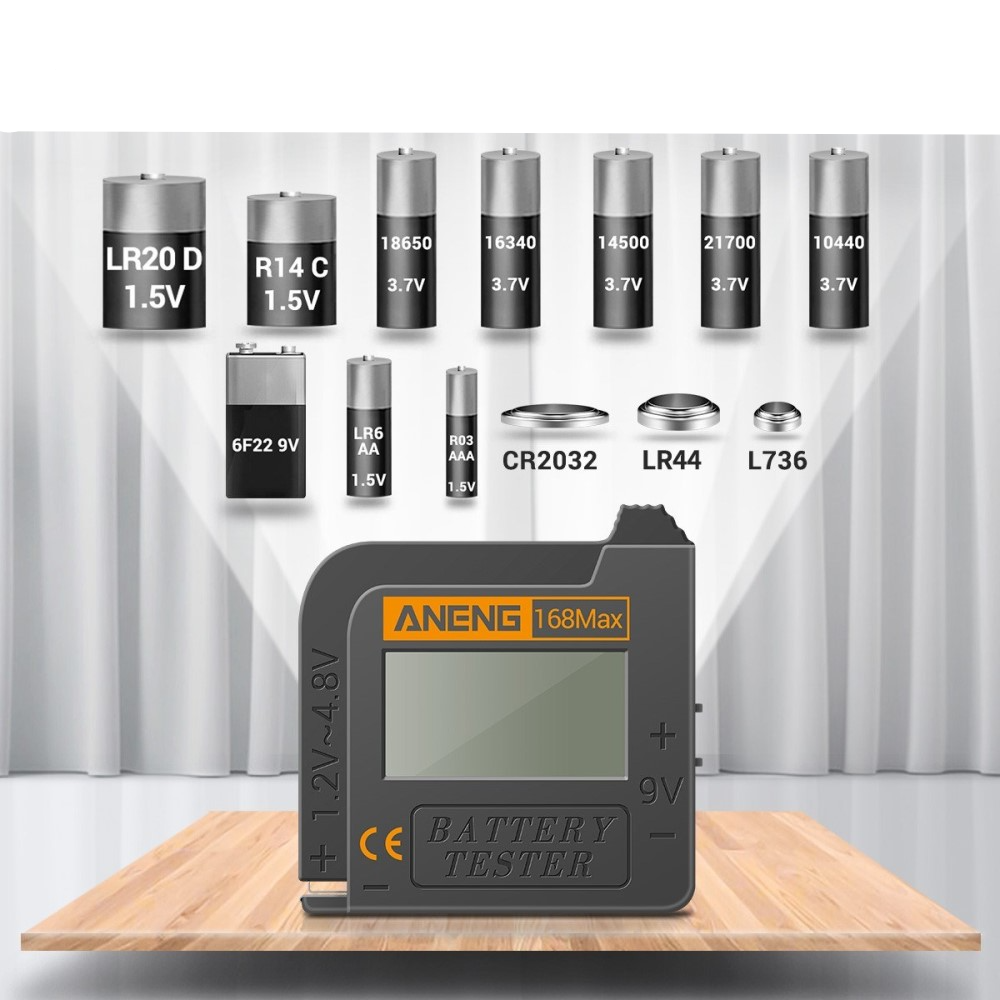 Universal Mini LCD Batterie Tester Prüfer für Typ AAA / AA / C / D / Knopfzellen / 18650 / 9V mit Digital Display - Schwarz