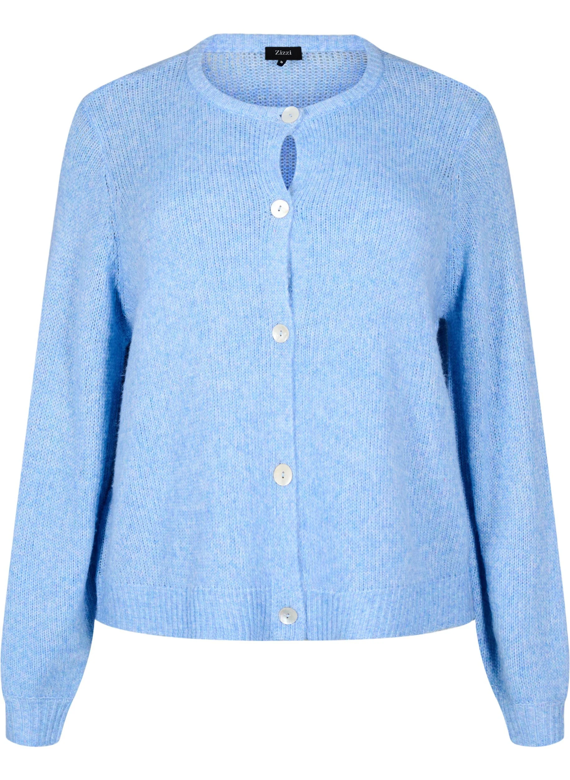 Strikcardigan med uld og knapper