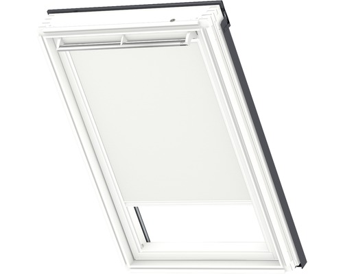 VELUX verduisterend rolgordijn, effen beige, handbediend, wit frame, DKL C02 1085SWL