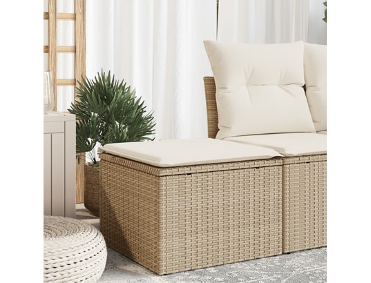 VIDAXL - Pouf Tabouret de jardin avec coussin beige 55x55x37cm résine tres...