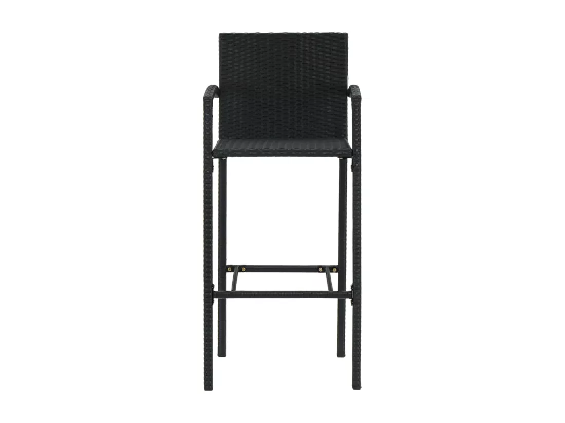 Ensemble de bar d'extérieur 5 pcs accoudoir Résine tressée Noir