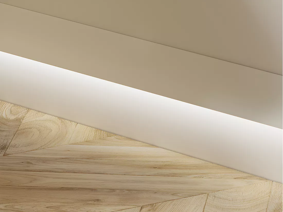 Lot de 3 plinthes en polystyrène L290 x l4.5 x H15 cm blanc - RADENO