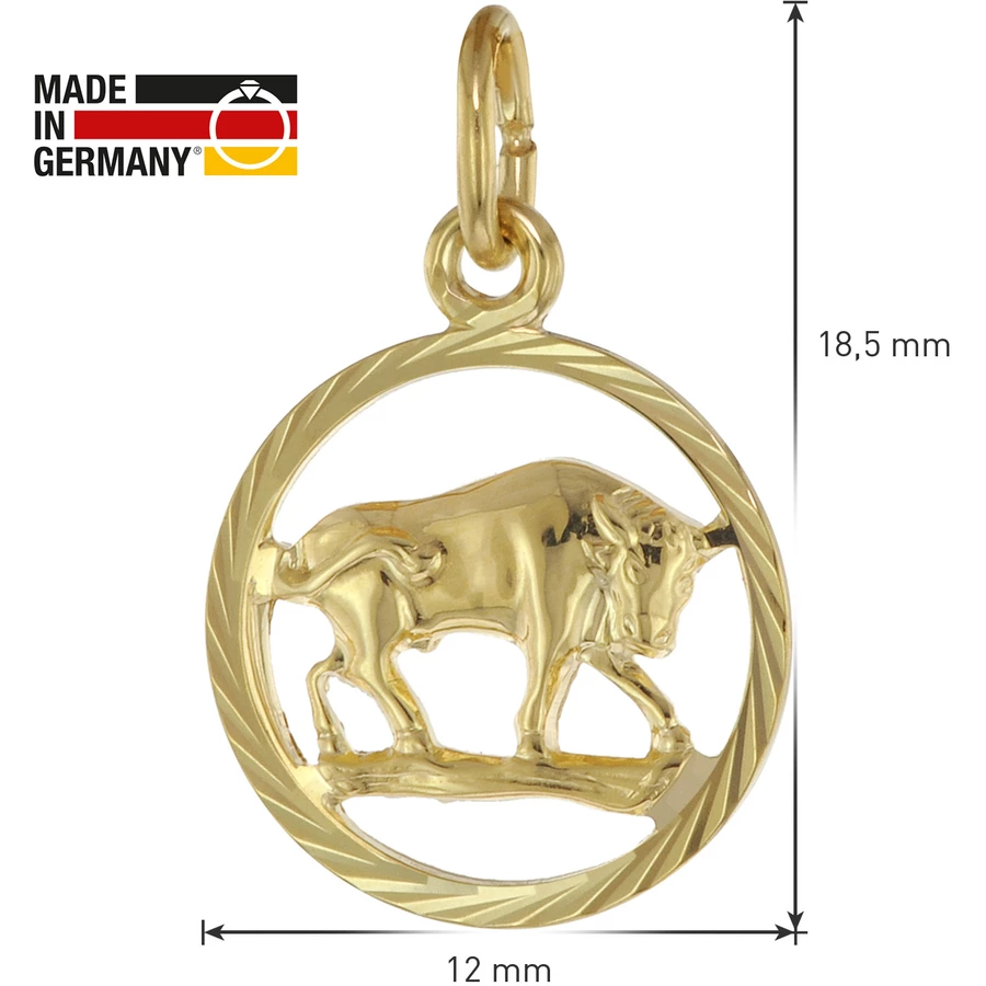 trendor Kinder Sternzeichen Stier 333 Gold + goldplattierte Kette gold