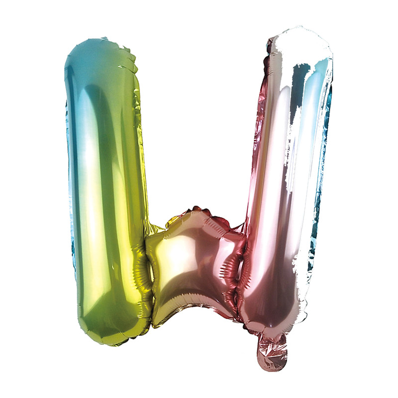 Folieballon W - regenboog metallic - 30 cm