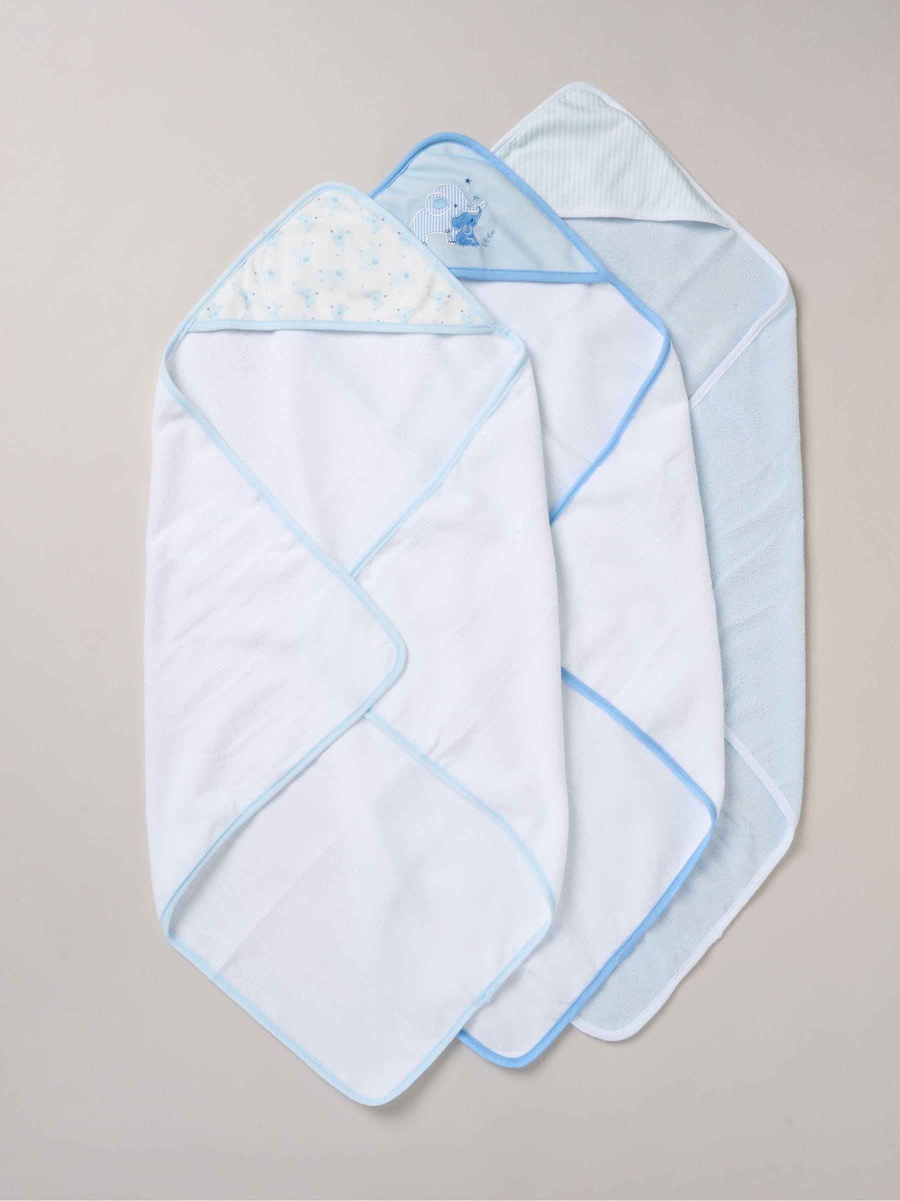 Lichtblauw - Snuggle Tots handdoeken en washandjes met capuchon 3 stuks