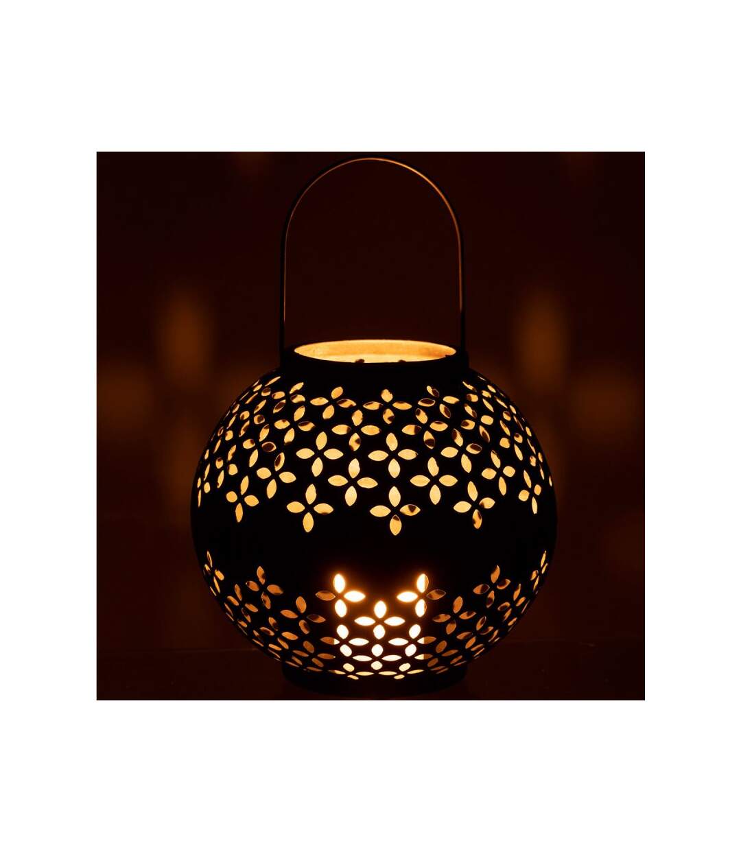 Paris Prix - Lanterne Ronde Métal sévilla 30cm Noir Mat