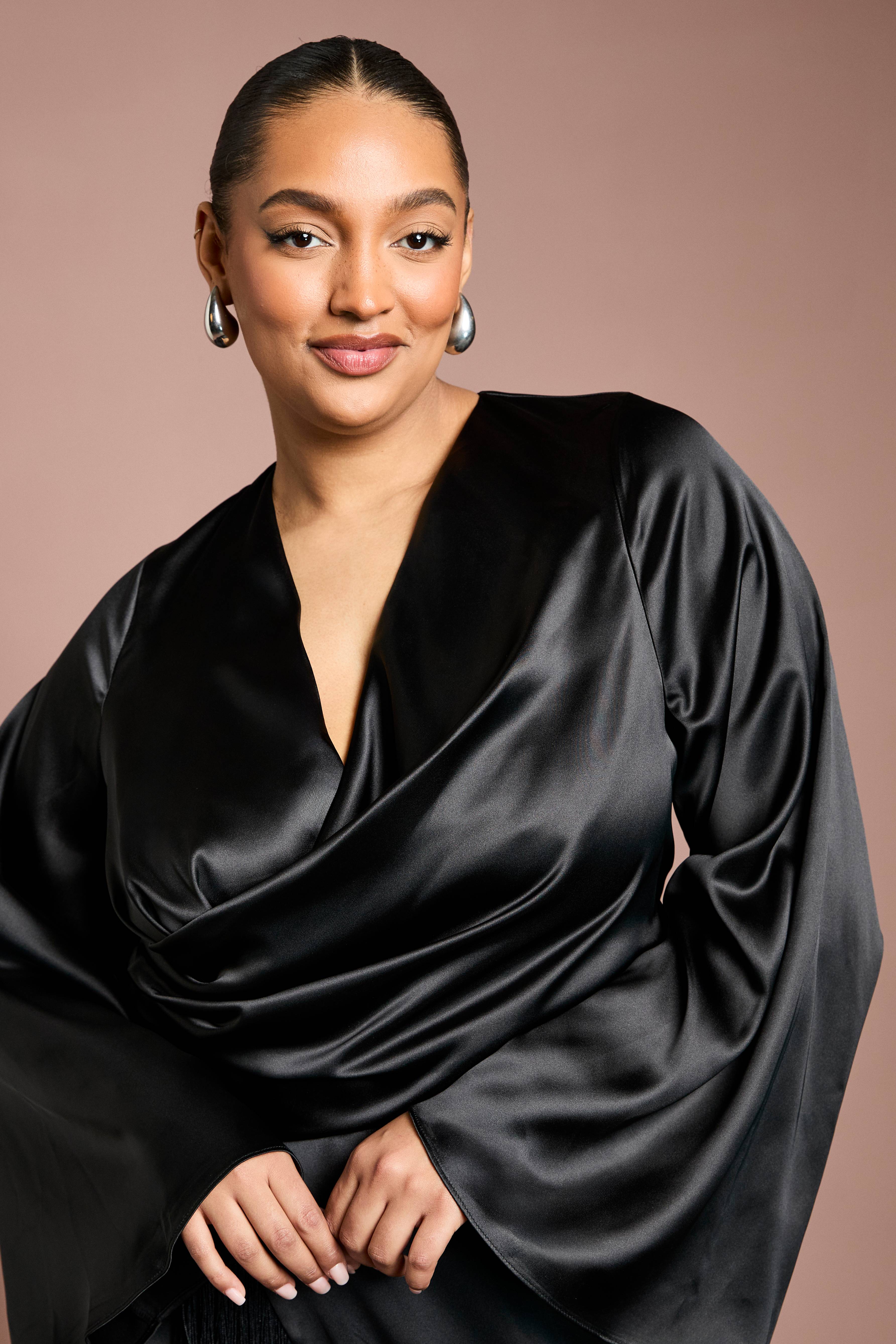Coast Robe Portefeuille Satinée Grande Taille Avec Détail Franges