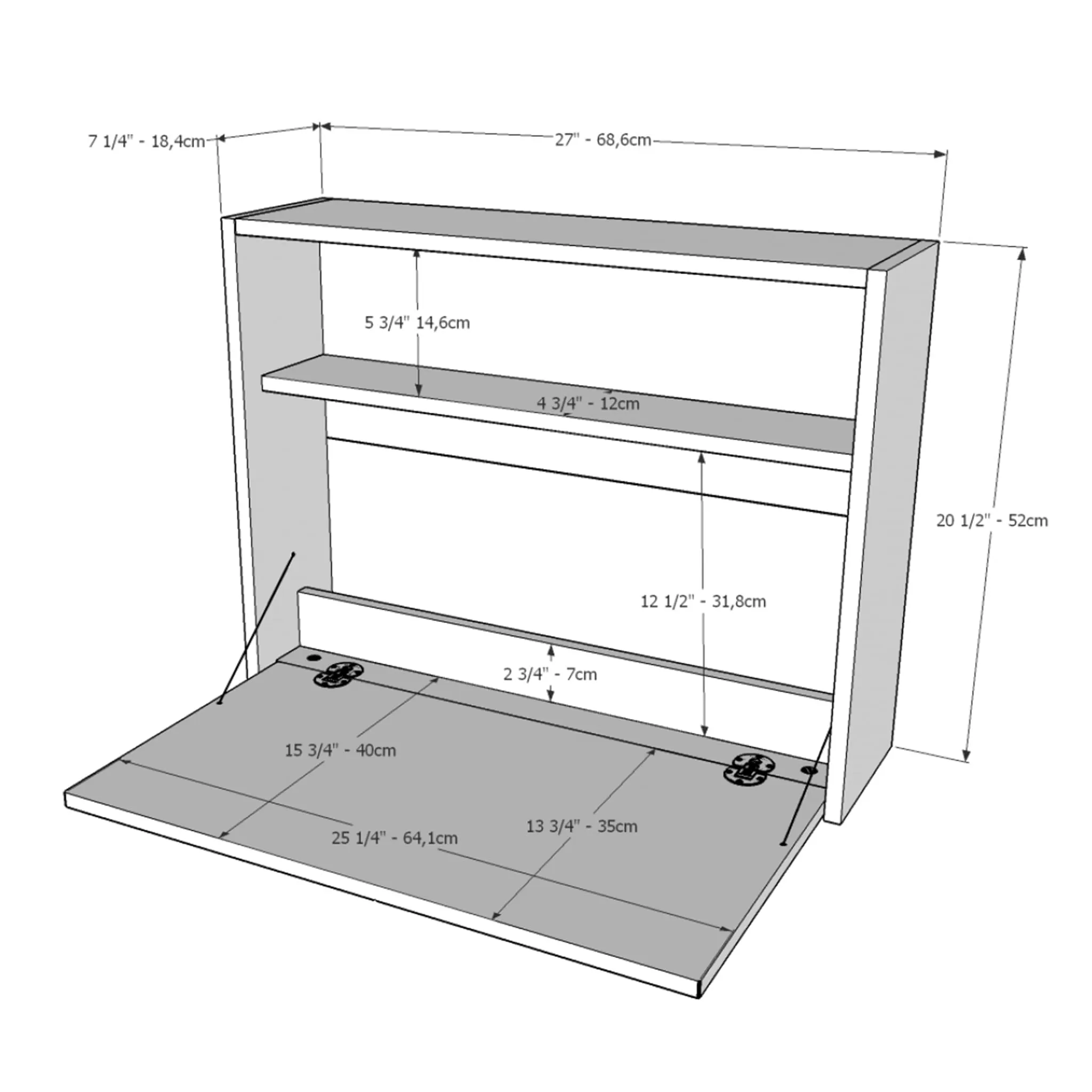 Nexera Bureau Mural Slim - Noyer  Noir