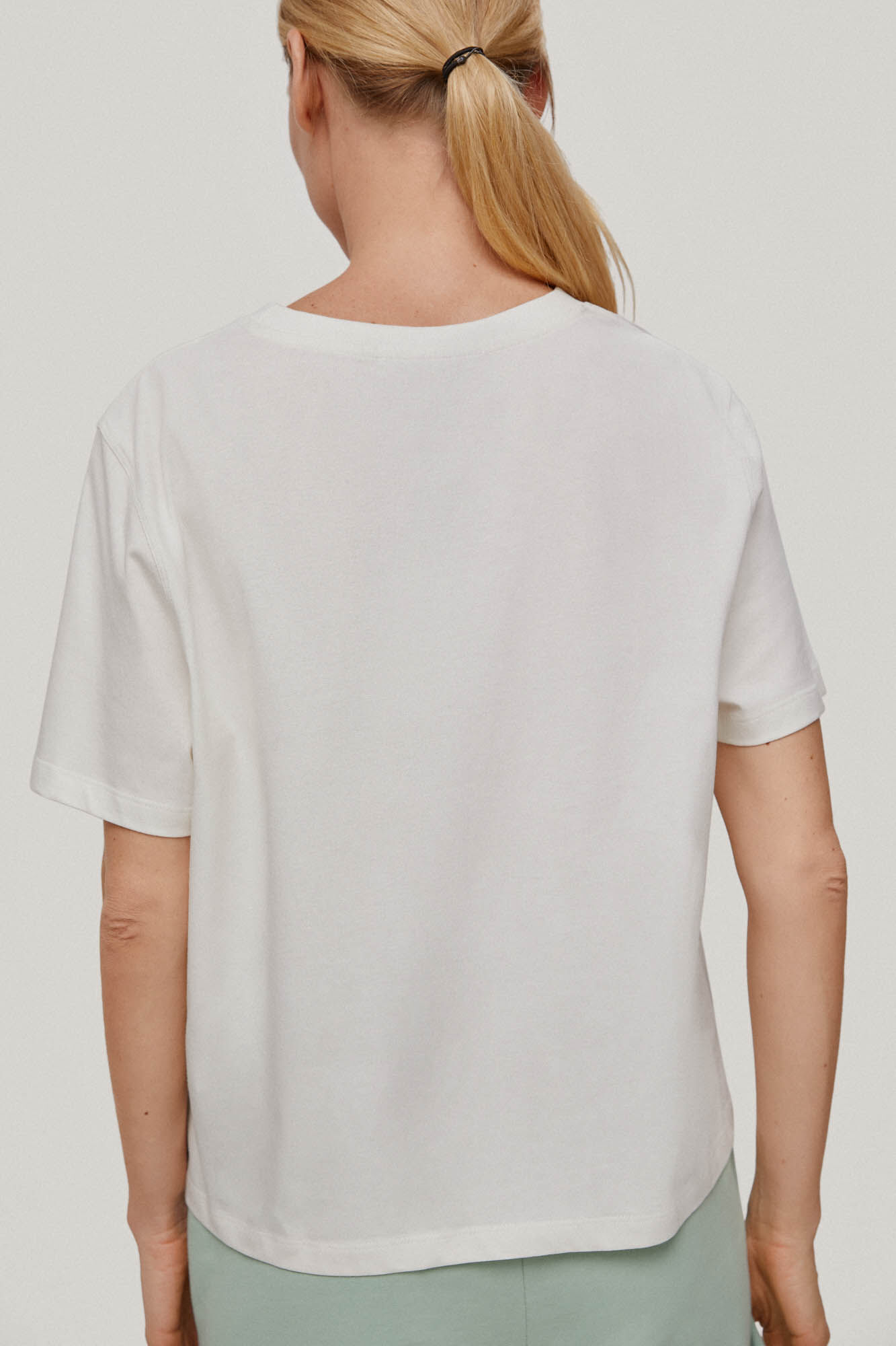 Camiseta de algodão com logo - Bege