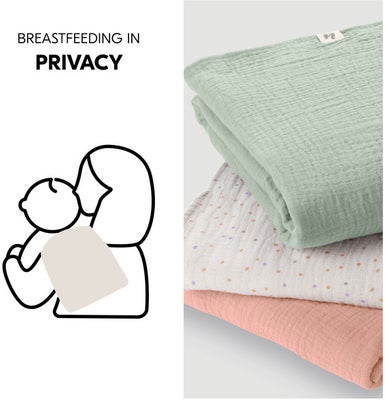 Hauck Cuddle N Clean Musselinteppe 3-Pakk, Sage/Beige/Dots/Cork