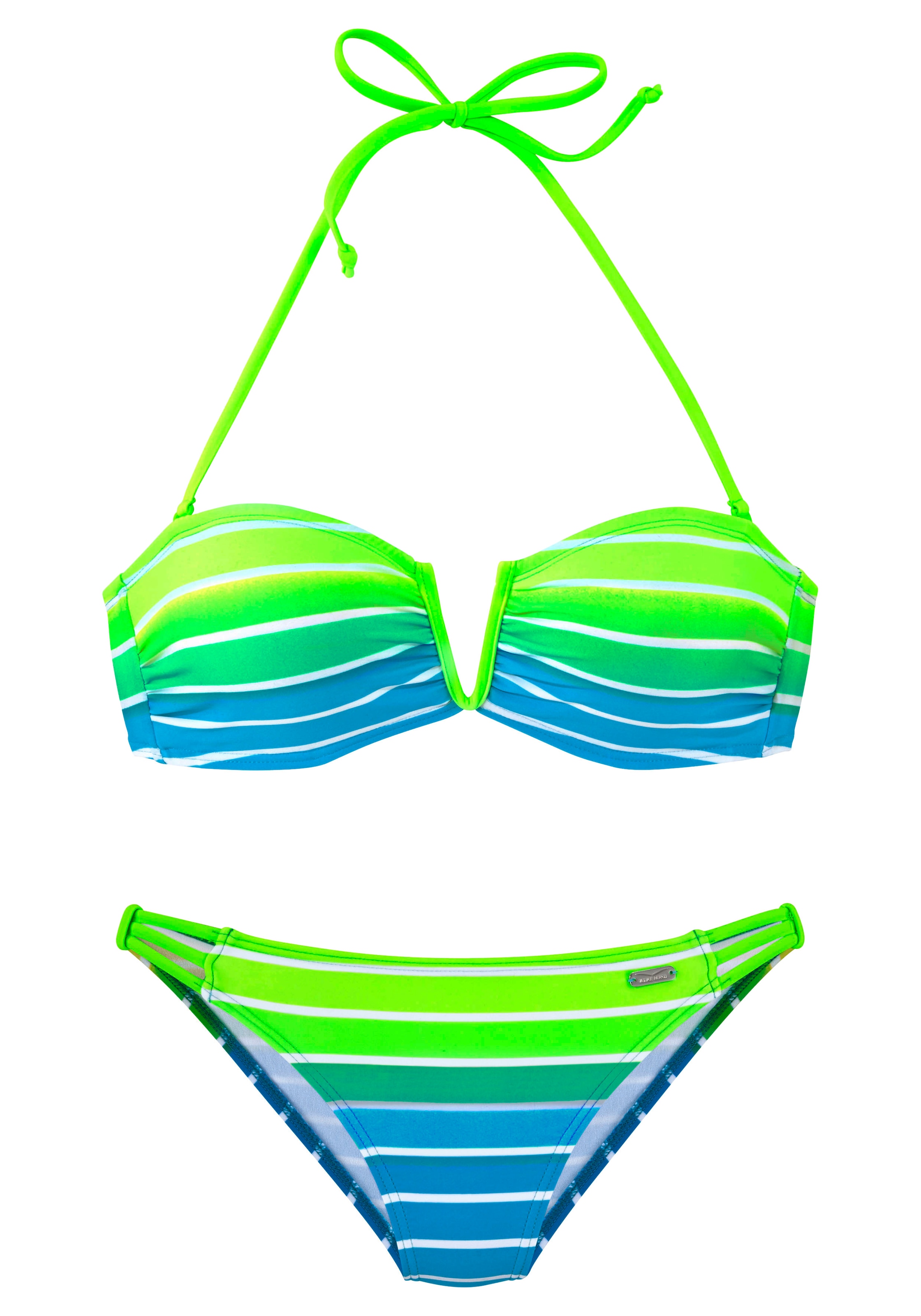 Venice Beach Bandeau-Bikini , mit herausnehmbaren Cups, abnehmbare Träger, mit seitlichen Stäbchen