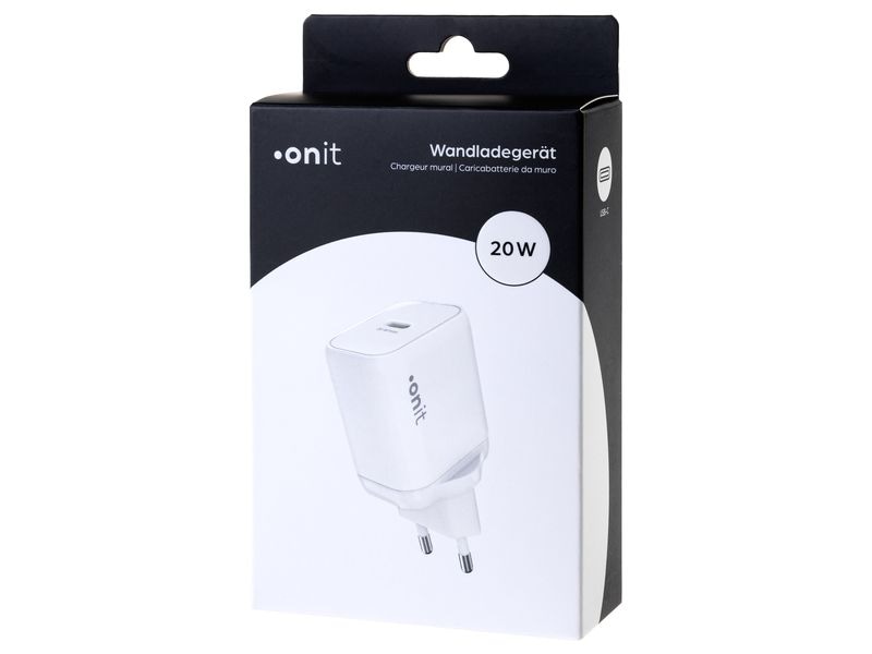 onit USB-Wandladegerät Single 1C 20 W GaN Weiss Ladeadapter mit einem USB-C-Port
