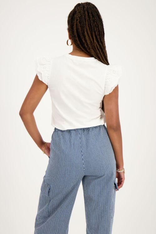 Witte top met embroidery mouwen