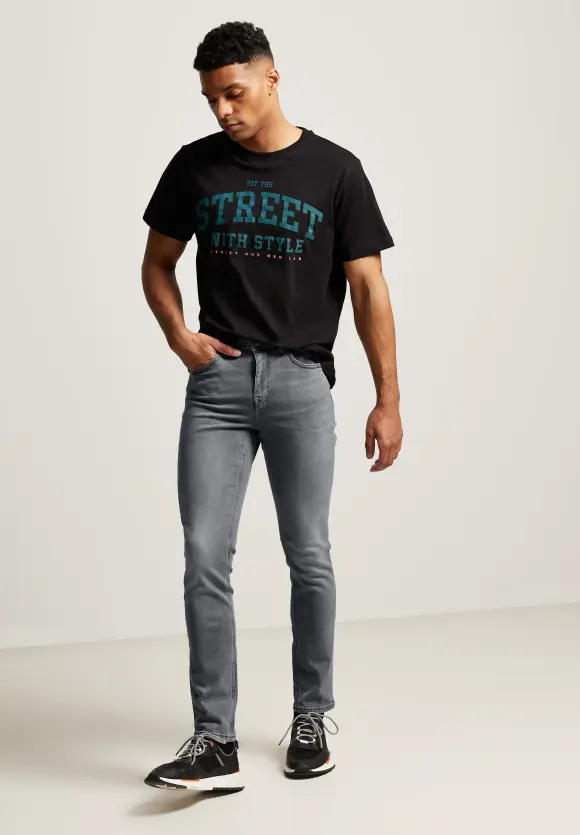 Slim Fit Jeans - grey denim random wash