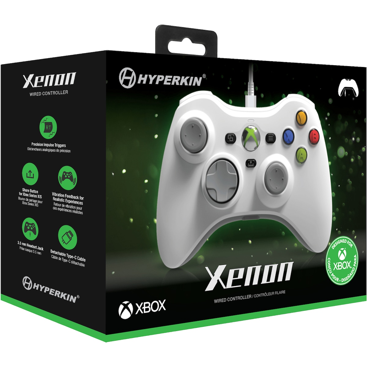 Hyperkin Cirka Xenon Xbox USB-C kablet kontroller (hvit)