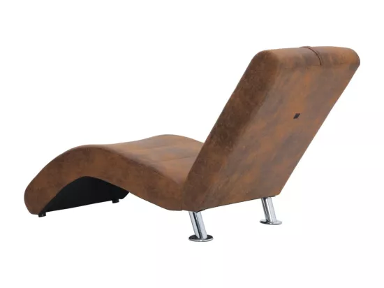 Chaise longue avec oreiller marron Similicuir daim