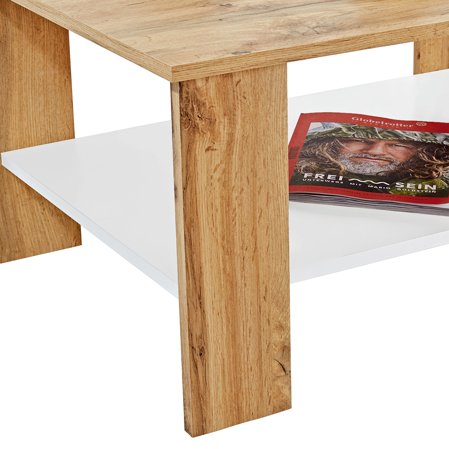 Couchtisch - Artisan Eiche Nachbildung - weiß - 90 cm breit